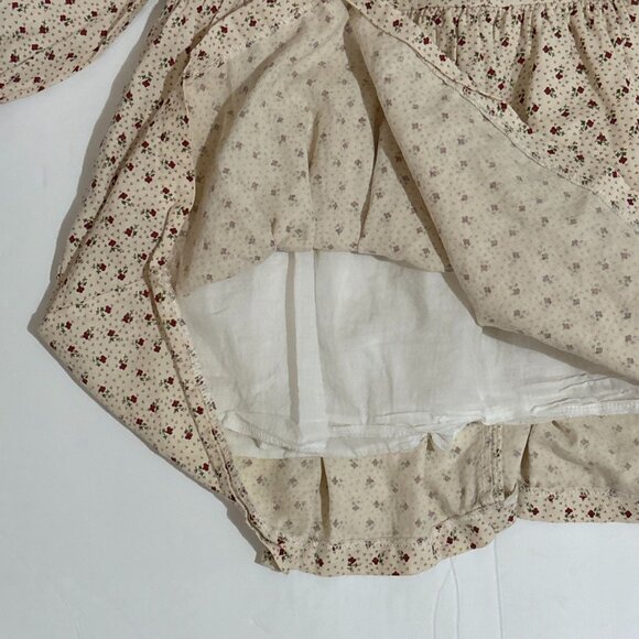 Vintage Dress Cotton Slip Floral Long Sleeve Old Time Clothing Ruffle Collar 3Y - Picture 3 of 16